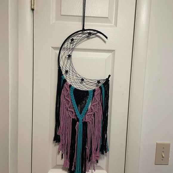 Mystical Crescent Moon Tapestry - Black, Purple, and Teal - Picture 1 of 5